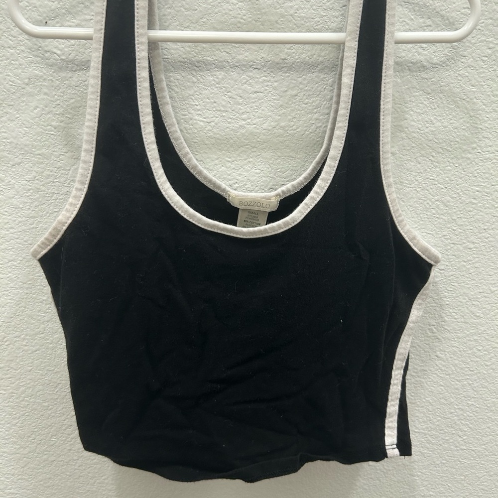 Black Crop Top with White Trim